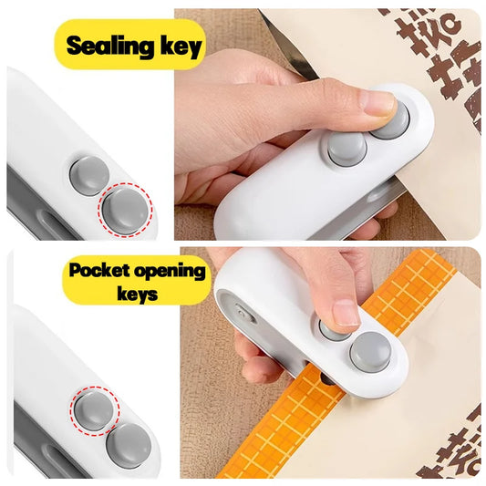 2-in-1 Mini Bag Sealer & Cutter – Rechargeable Heat Sealer for Food Storage Bags