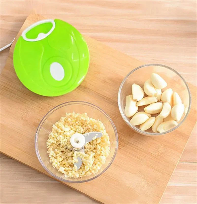 Mini Manual Food Chopper – Portable Garlic Cutter, Vegetable & Meat Mincer with Pull Cord