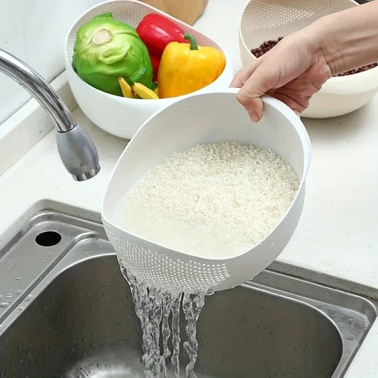 Multi-Function Rice Washer & Drain Basket – Kitchen Colander for Rice, Fruits & Vegetables