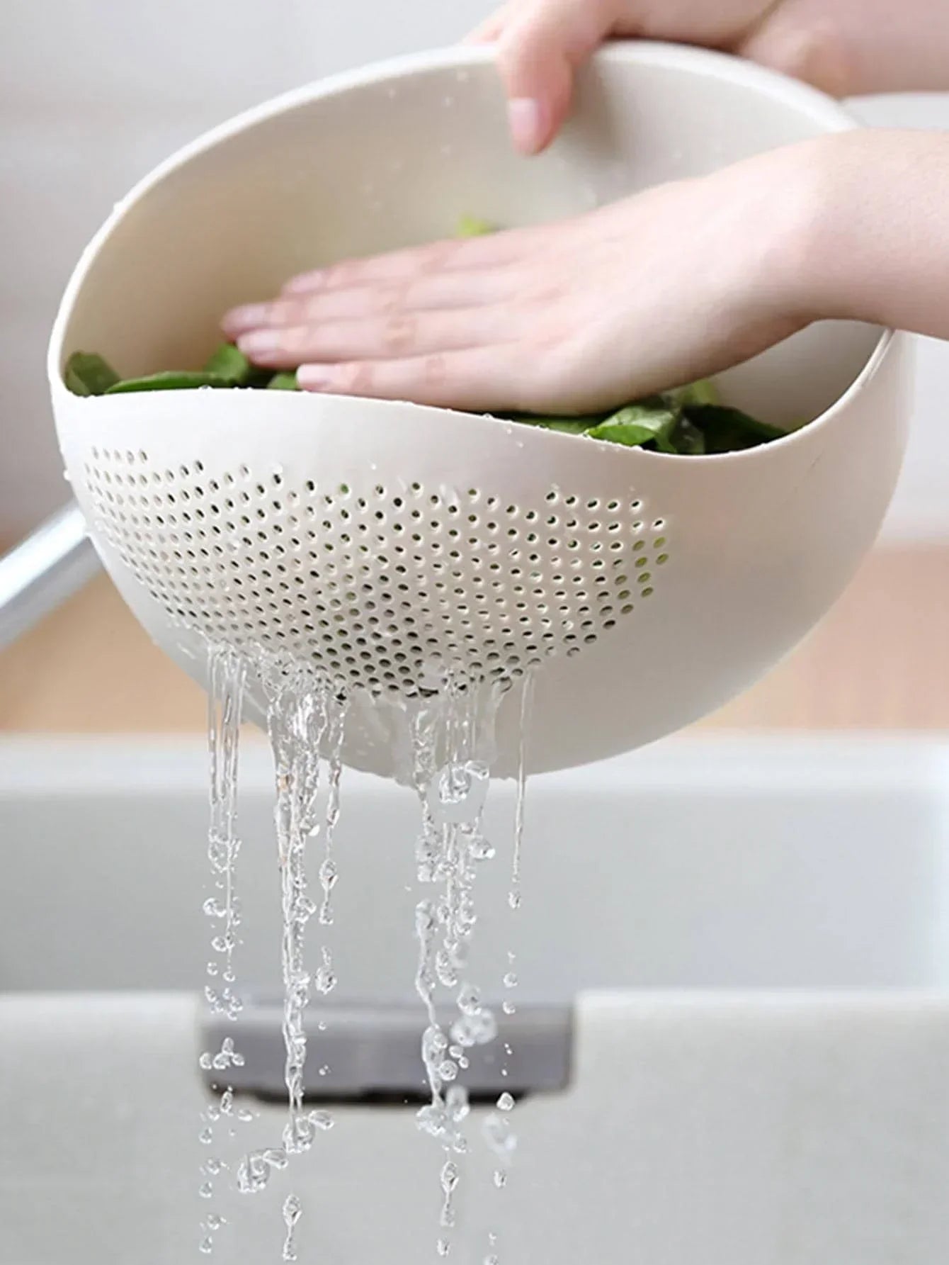 Multi-Function Rice Washer & Drain Basket – Kitchen Colander for Rice, Fruits & Vegetables