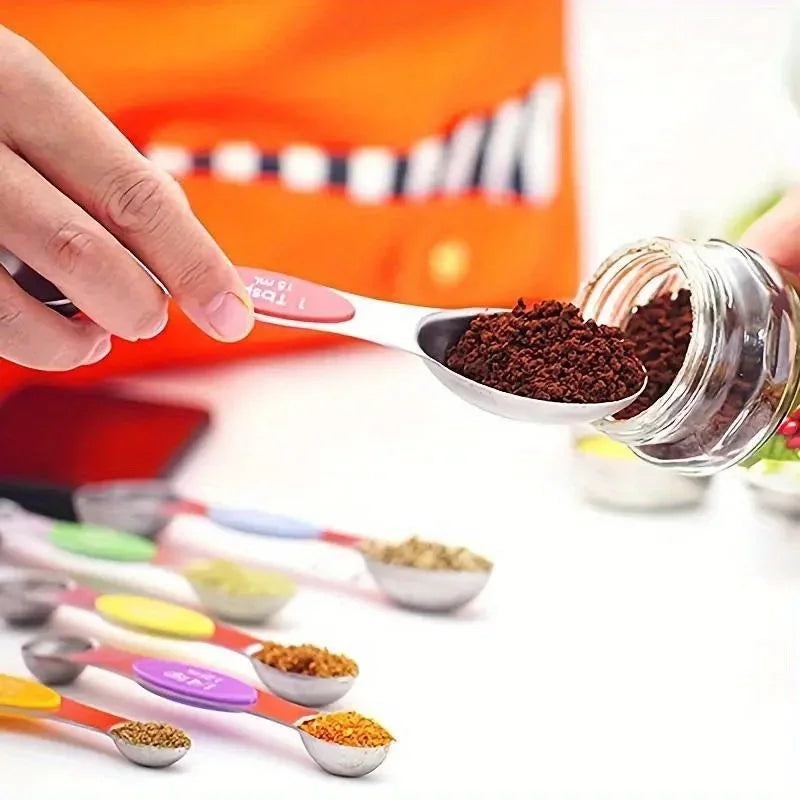 Magnetic Measuring Spoons Set (9-Piece) – Stainless Steel Double-Sided Baking & Cooking Tools
