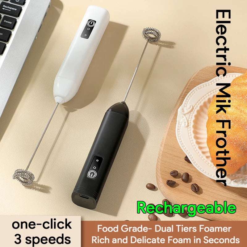 Electric Milk Frother & Coffee Whisk – Handheld Foam Maker for Coffee, Latte & Eggs
