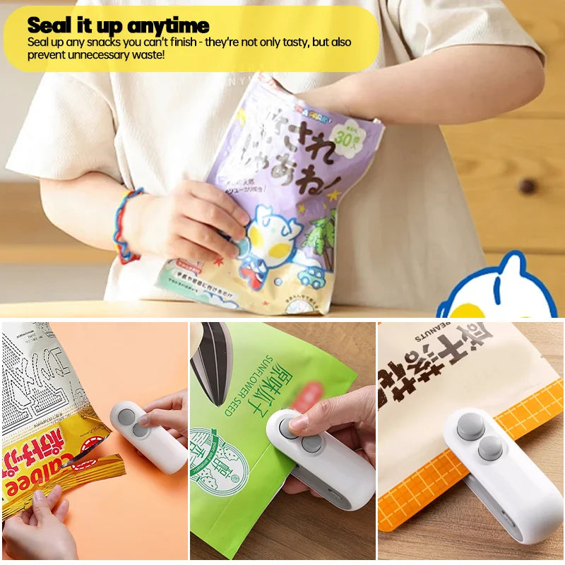 2-in-1 Mini Bag Sealer & Cutter – Rechargeable Heat Sealer for Food Storage Bags