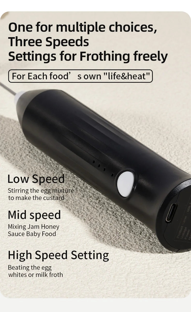 Electric Milk Frother & Coffee Whisk – Handheld Foam Maker for Coffee, Latte & Eggs