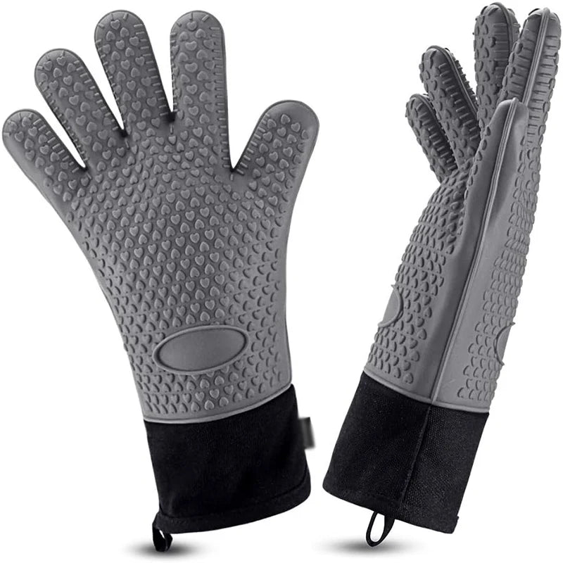 Silicone Oven Gloves Heat Resistant – Non-Slip BBQ & Kitchen Baking Mitts