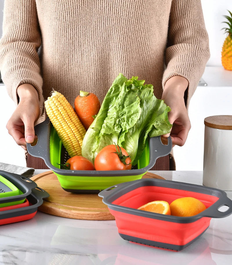 Collapsible Vegetable Washing Basket – Foldable Kitchen Colander & Fruit Strainer