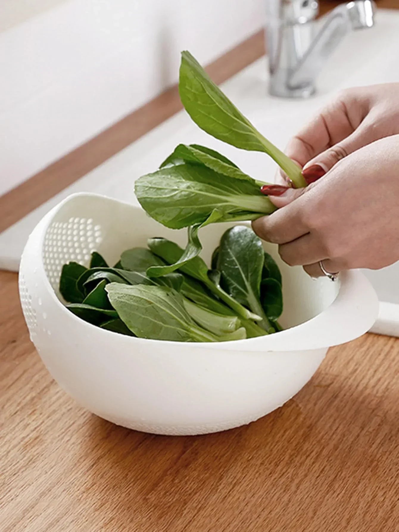 Multi-Function Rice Washer & Drain Basket – Kitchen Colander for Rice, Fruits & Vegetables