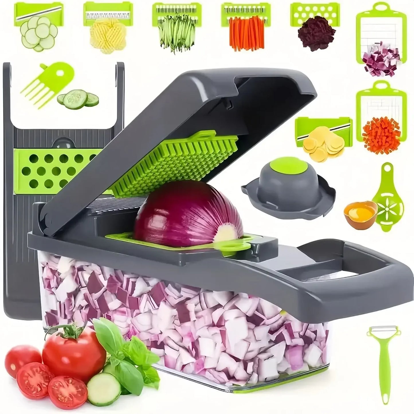 14-in-1 Multifunction Vegetable Chopper – Slicer, Dicer & Food Cutter with Container