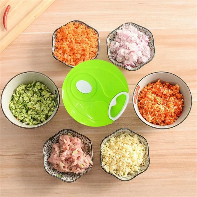 Mini Manual Food Chopper – Portable Garlic Cutter, Vegetable & Meat Mincer with Pull Cord