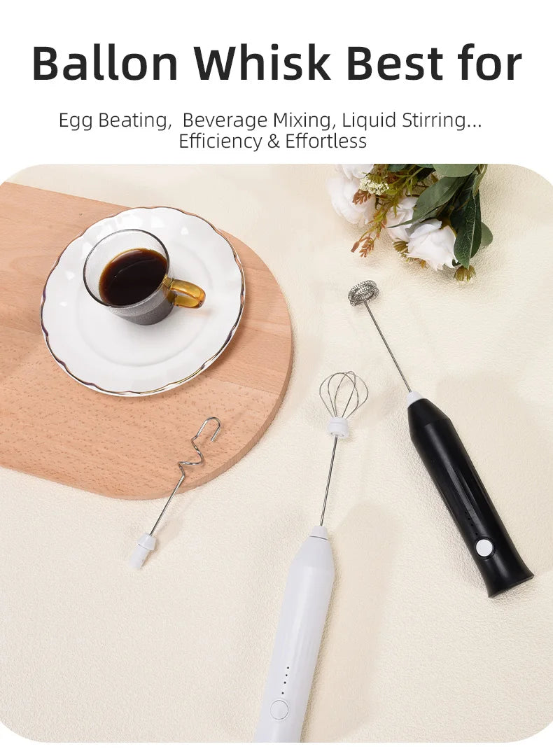 Electric Milk Frother & Coffee Whisk – Handheld Foam Maker for Coffee, Latte & Eggs