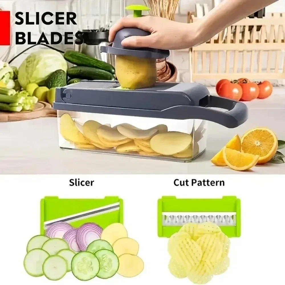 14-in-1 Multifunction Vegetable Chopper – Slicer, Dicer & Food Cutter with Container