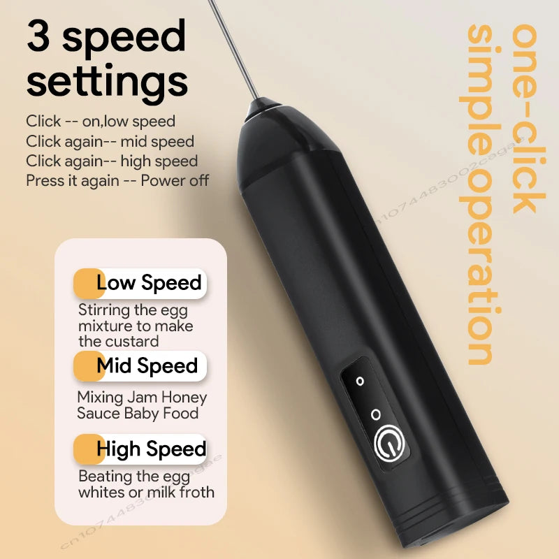 Electric Milk Frother & Coffee Whisk – Handheld Foam Maker for Coffee, Latte & Eggs