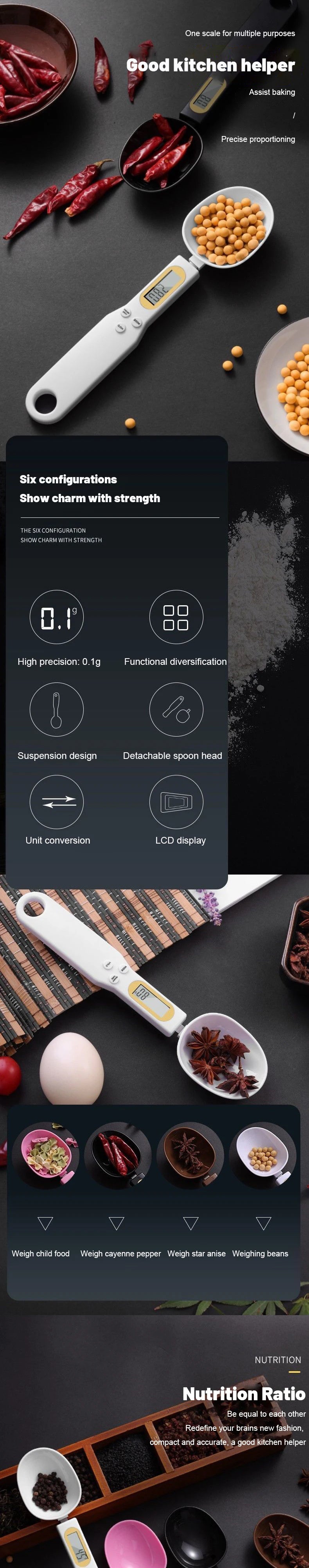Digital Measuring Spoon Scale – LCD Kitchen Scale for Precise Coffee & Baking Measurements