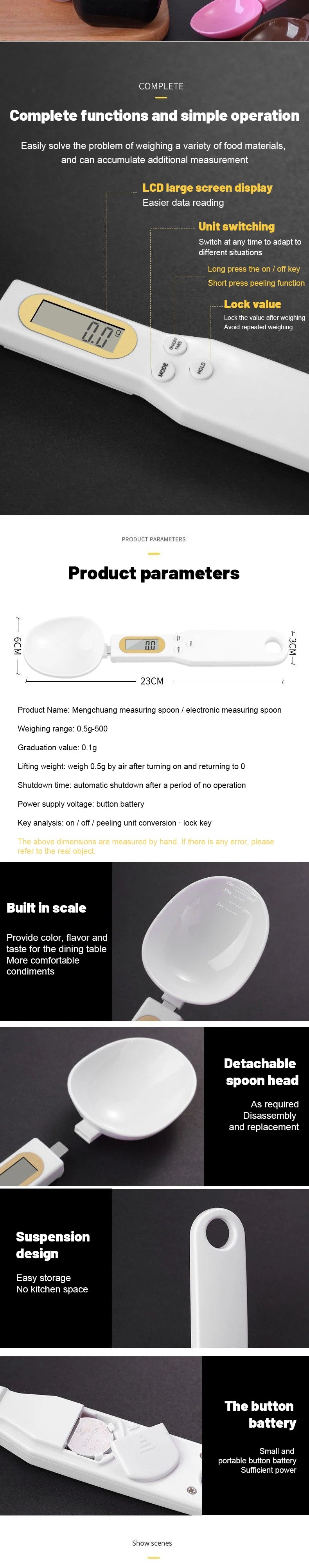 Digital Measuring Spoon Scale – LCD Kitchen Scale for Precise Coffee & Baking Measurements