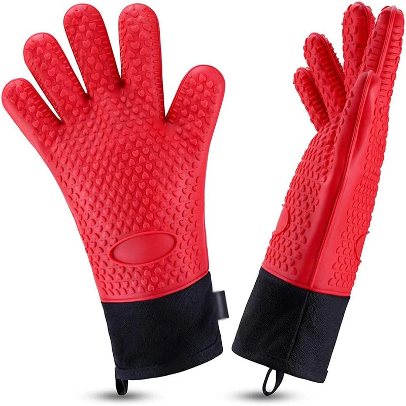 Silicone Oven Gloves Heat Resistant – Non-Slip BBQ & Kitchen Baking Mitts