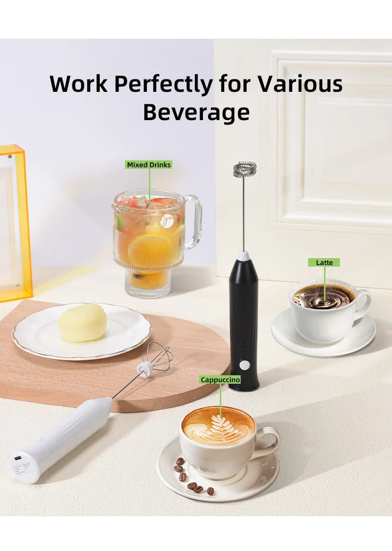 Electric Milk Frother & Coffee Whisk – Handheld Foam Maker for Coffee, Latte & Eggs
