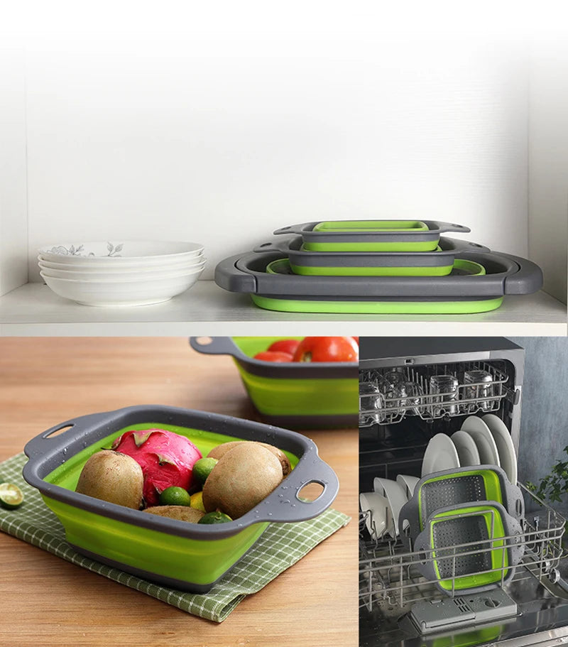 Collapsible Vegetable Washing Basket – Foldable Kitchen Colander & Fruit Strainer