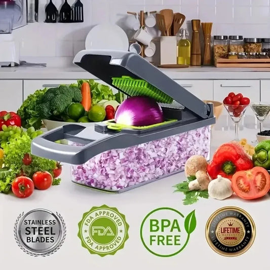 14-in-1 Multifunction Vegetable Chopper – Slicer, Dicer & Food Cutter with Container