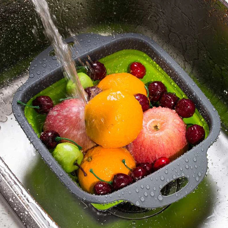 Collapsible Vegetable Washing Basket – Foldable Kitchen Colander & Fruit Strainer