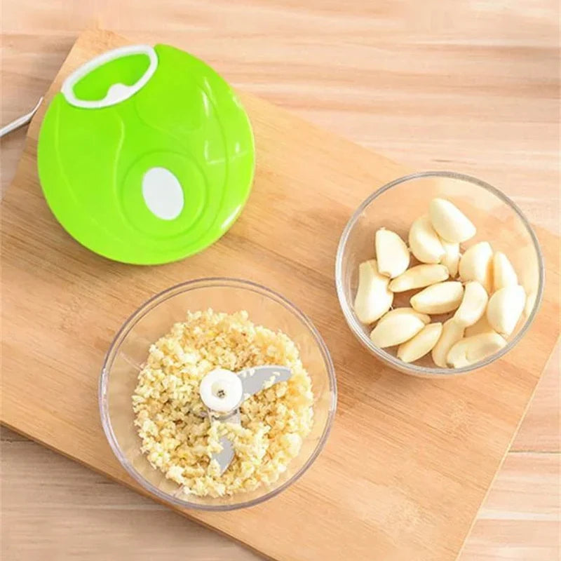 Mini Manual Food Chopper – Portable Garlic Cutter, Vegetable & Meat Mincer with Pull Cord