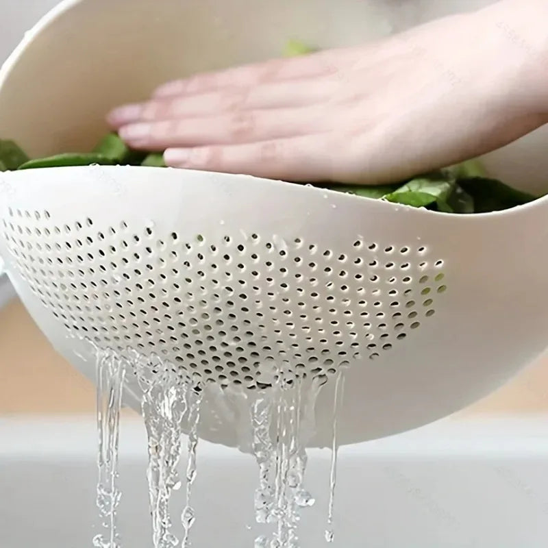 Multi-Function Rice Washer & Drain Basket – Kitchen Colander for Rice, Fruits & Vegetables