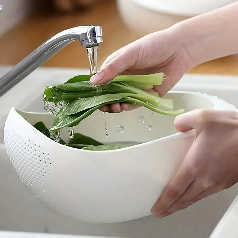 Multi-Function Rice Washer & Drain Basket – Kitchen Colander for Rice, Fruits & Vegetables