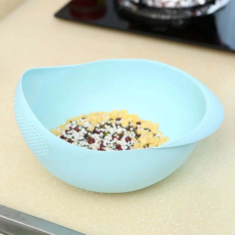 Multi-Function Rice Washer & Drain Basket – Kitchen Colander for Rice, Fruits & Vegetables