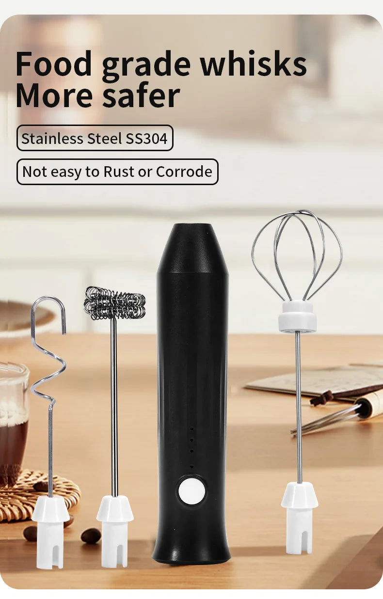 Electric Milk Frother & Coffee Whisk – Handheld Foam Maker for Coffee, Latte & Eggs