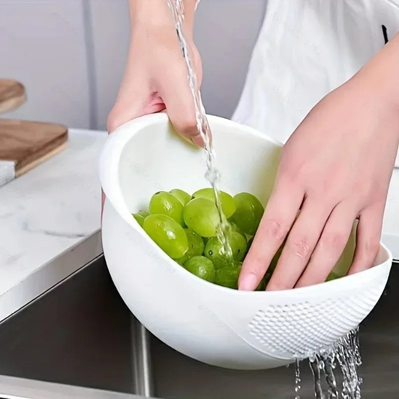 Multi-Function Rice Washer & Drain Basket – Kitchen Colander for Rice, Fruits & Vegetables