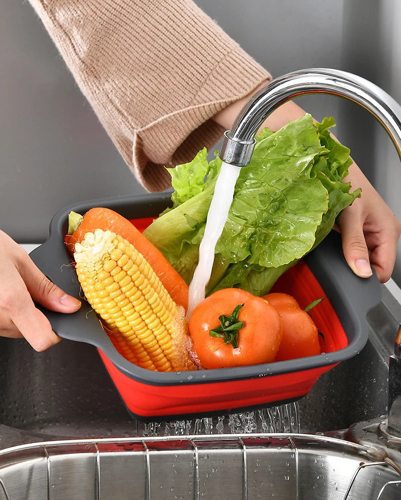 Collapsible Vegetable Washing Basket – Foldable Kitchen Colander & Fruit Strainer