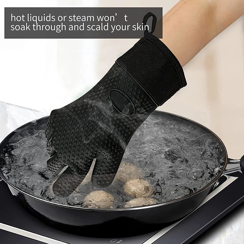 Silicone Oven Gloves Heat Resistant – Non-Slip BBQ & Kitchen Baking Mitts