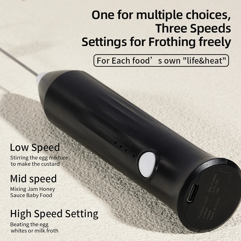 Electric Milk Frother & Coffee Whisk – Handheld Foam Maker for Coffee, Latte & Eggs