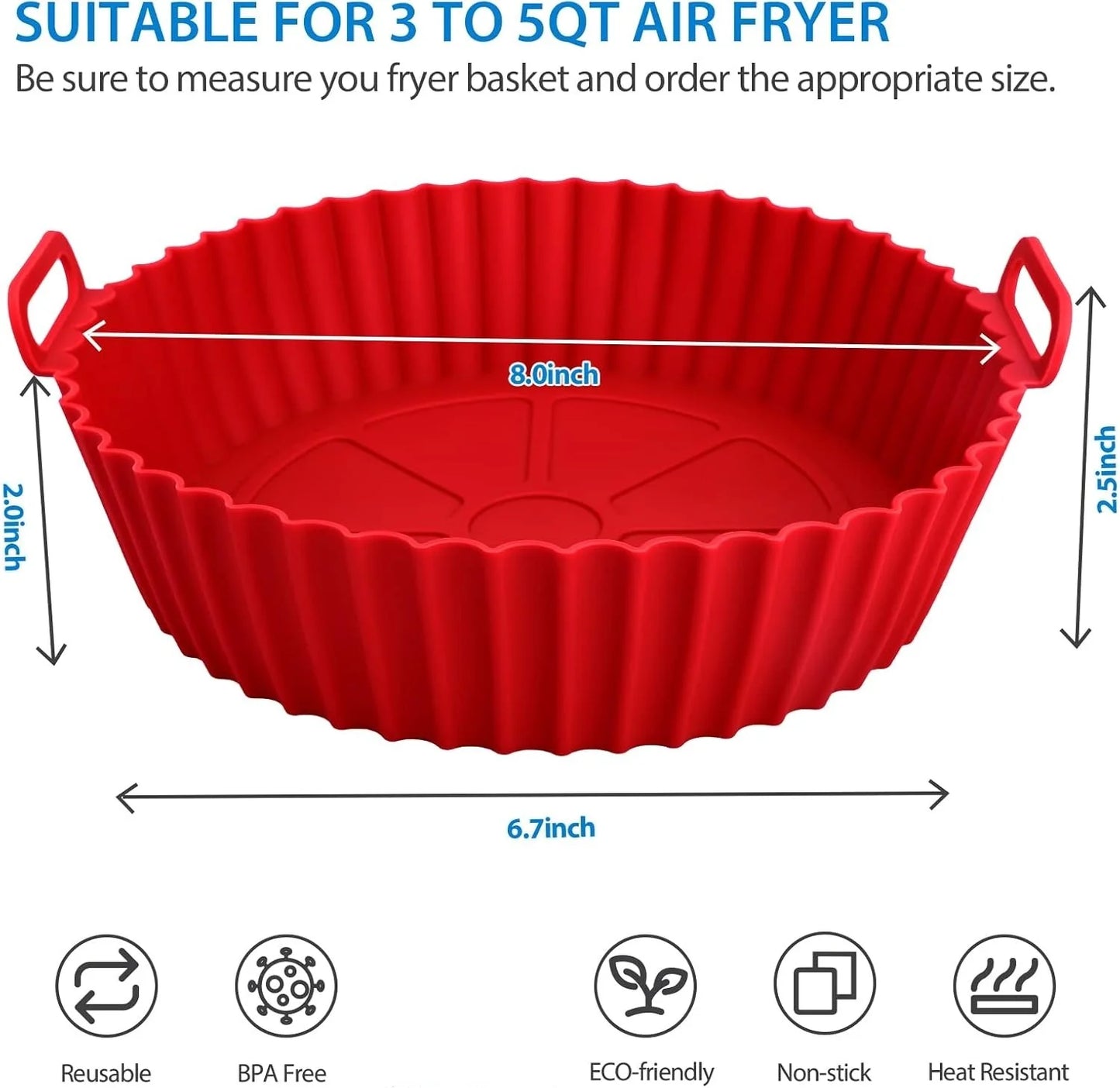 Reusable Silicone Air Fryer Liner – Non-Stick Baking Basket for Air Fryer & Oven