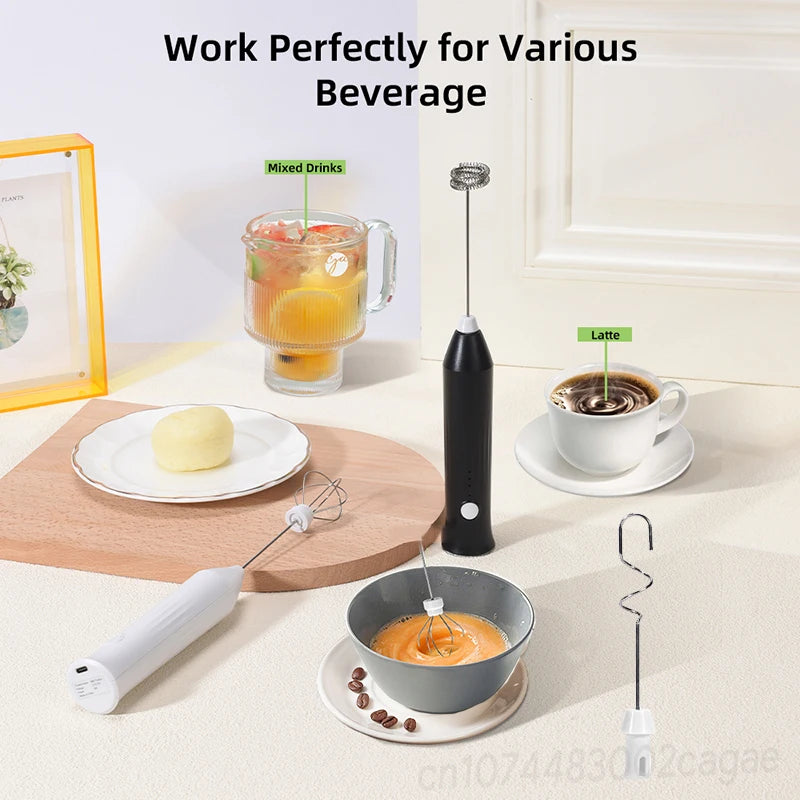 Electric Milk Frother & Coffee Whisk – Handheld Foam Maker for Coffee, Latte & Eggs
