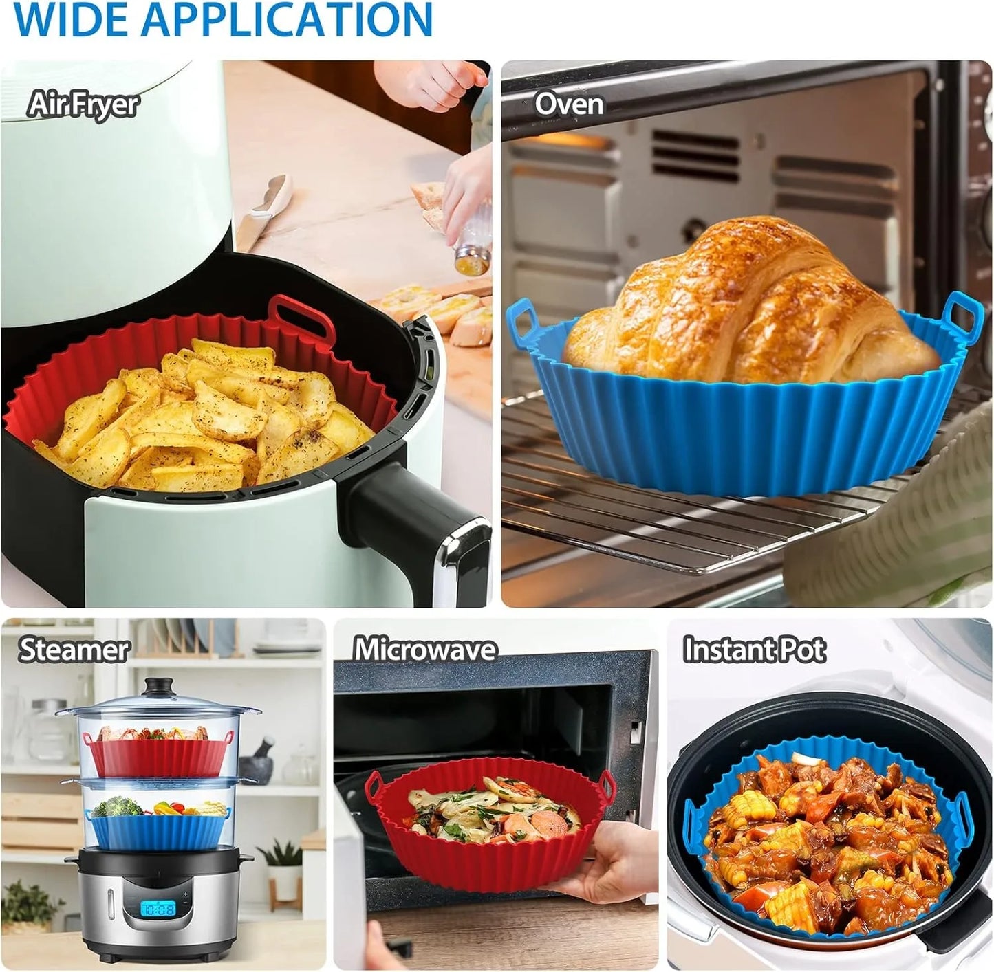 Reusable Silicone Air Fryer Liner – Non-Stick Baking Basket for Air Fryer & Oven
