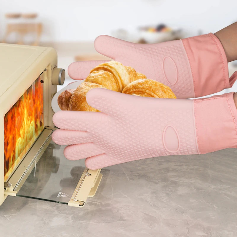 Silicone Oven Gloves Heat Resistant – Non-Slip BBQ & Kitchen Baking Mitts