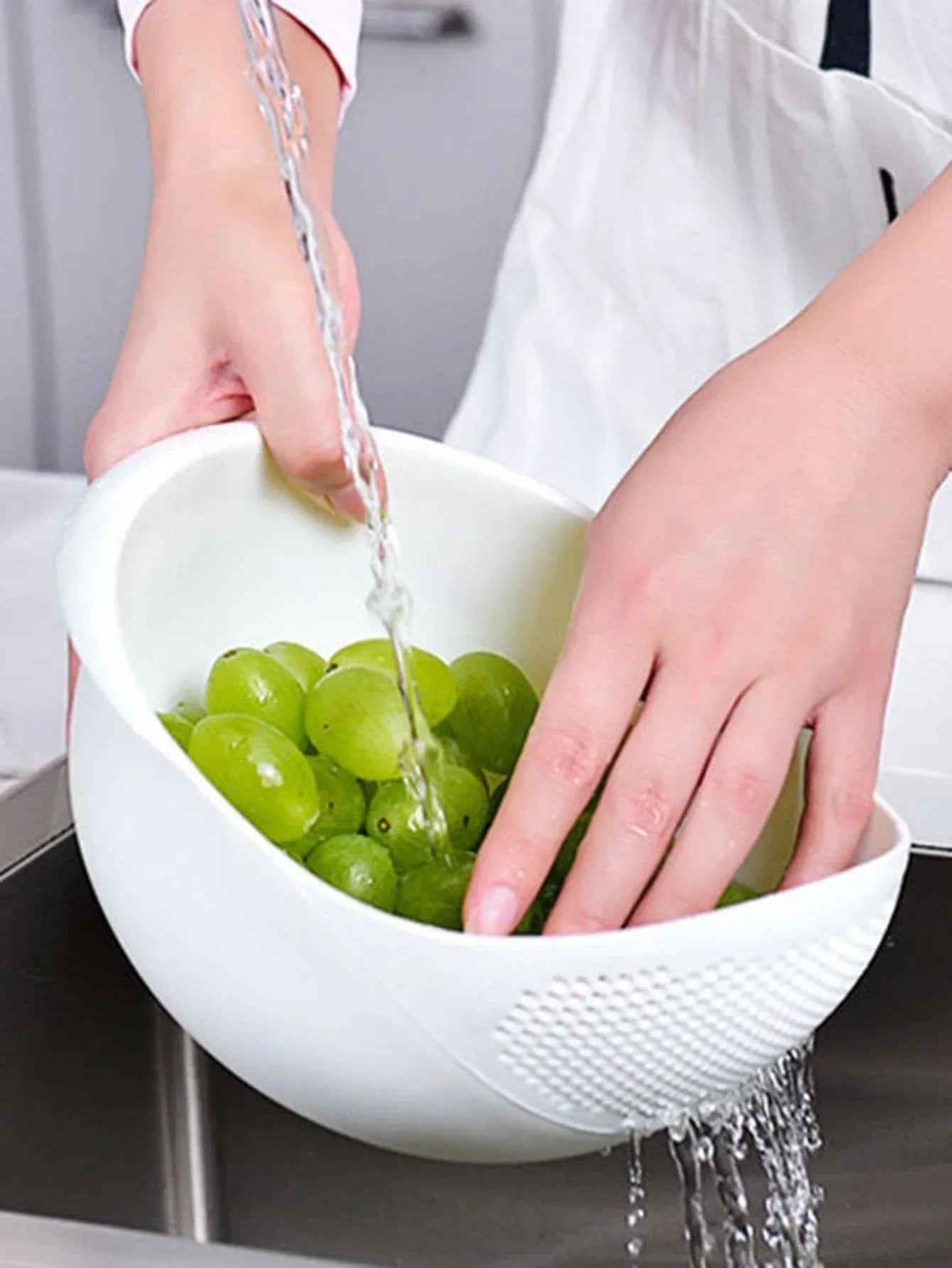 Multi-Function Rice Washer & Drain Basket – Kitchen Colander for Rice, Fruits & Vegetables