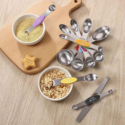 Magnetic Measuring Spoons Set (9-Piece) – Stainless Steel Double-Sided Baking & Cooking Tools