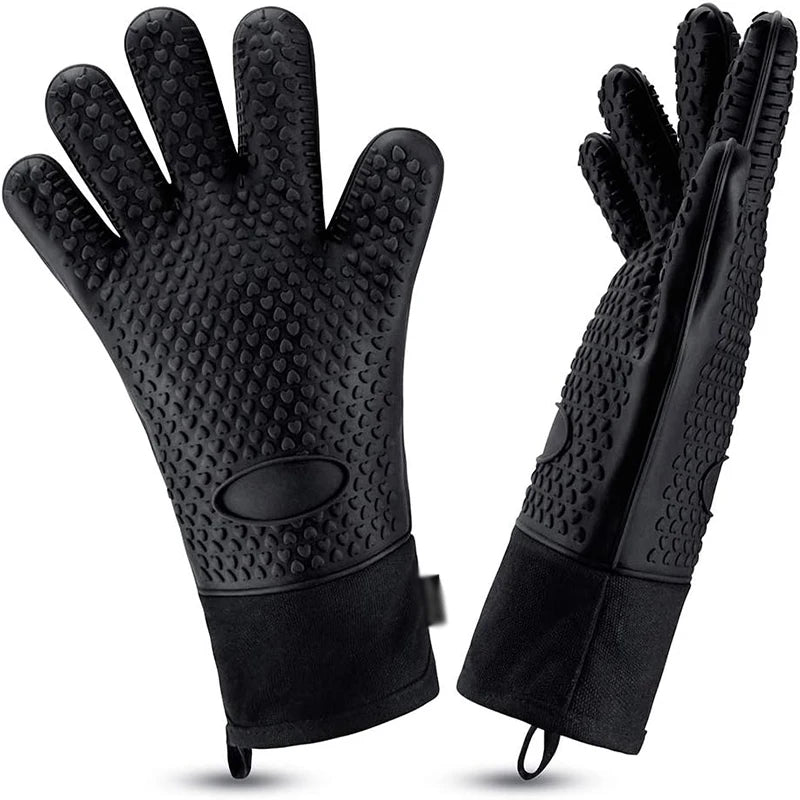 Silicone Oven Gloves Heat Resistant – Non-Slip BBQ & Kitchen Baking Mitts