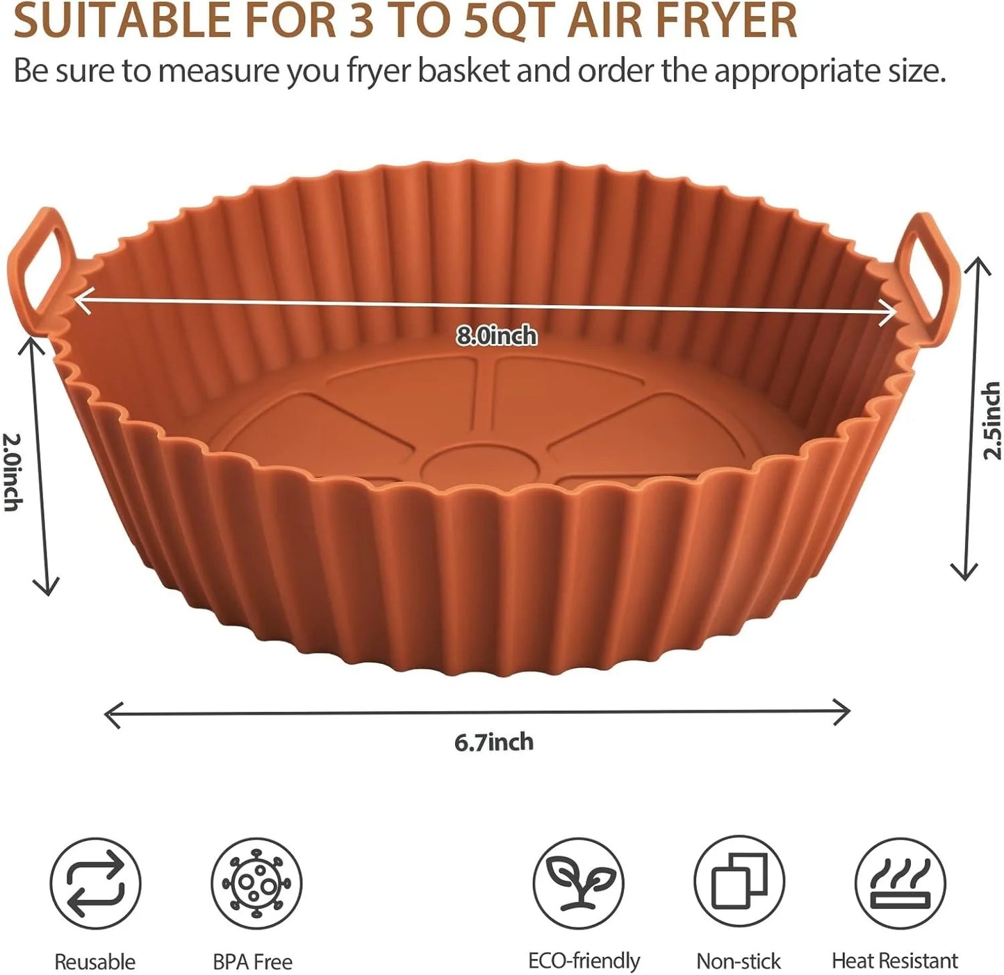 Reusable Silicone Air Fryer Liner – Non-Stick Baking Basket for Air Fryer & Oven