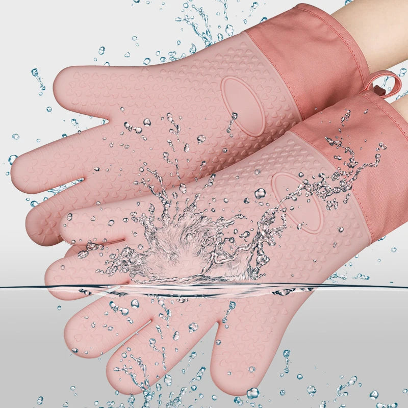 Silicone Oven Gloves Heat Resistant – Non-Slip BBQ & Kitchen Baking Mitts