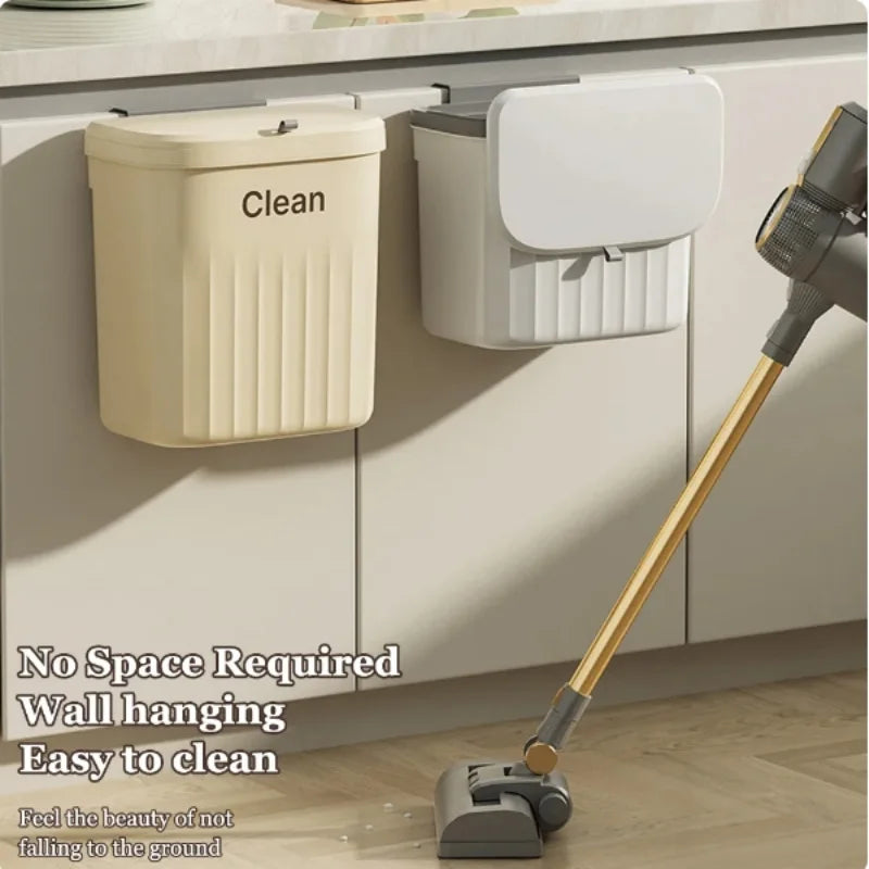 Wall Mounted Kitchen Trash Can with Lid – Hanging Cabinet Garbage Bin (8.5L / 12L)
