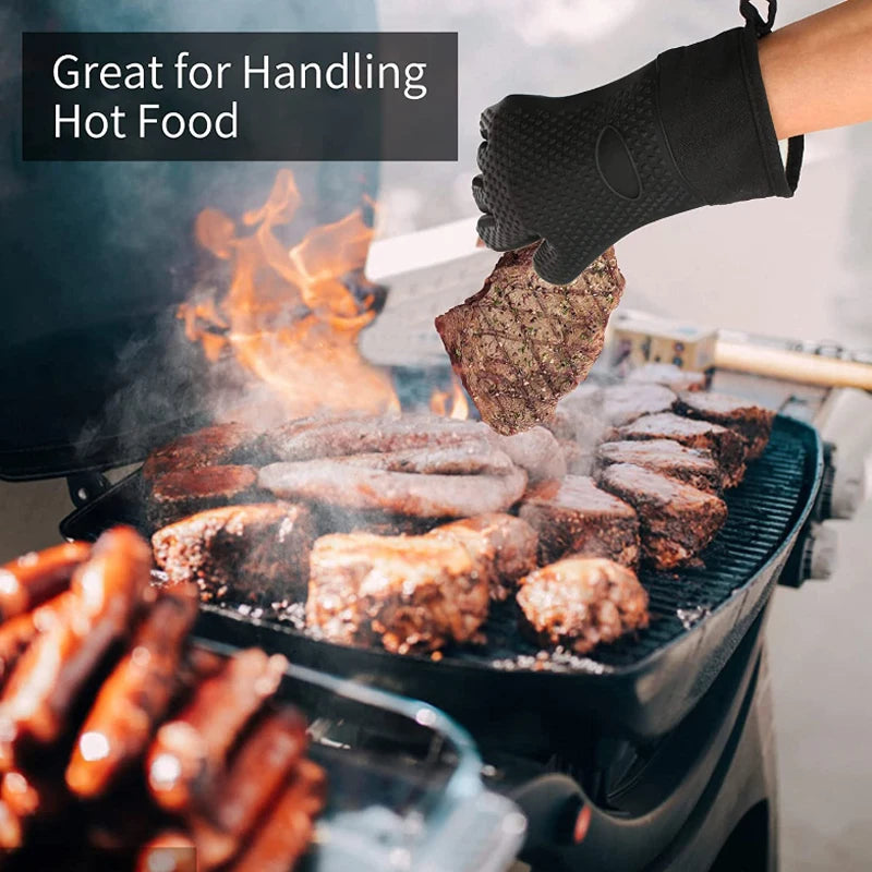Silicone Oven Gloves Heat Resistant – Non-Slip BBQ & Kitchen Baking Mitts