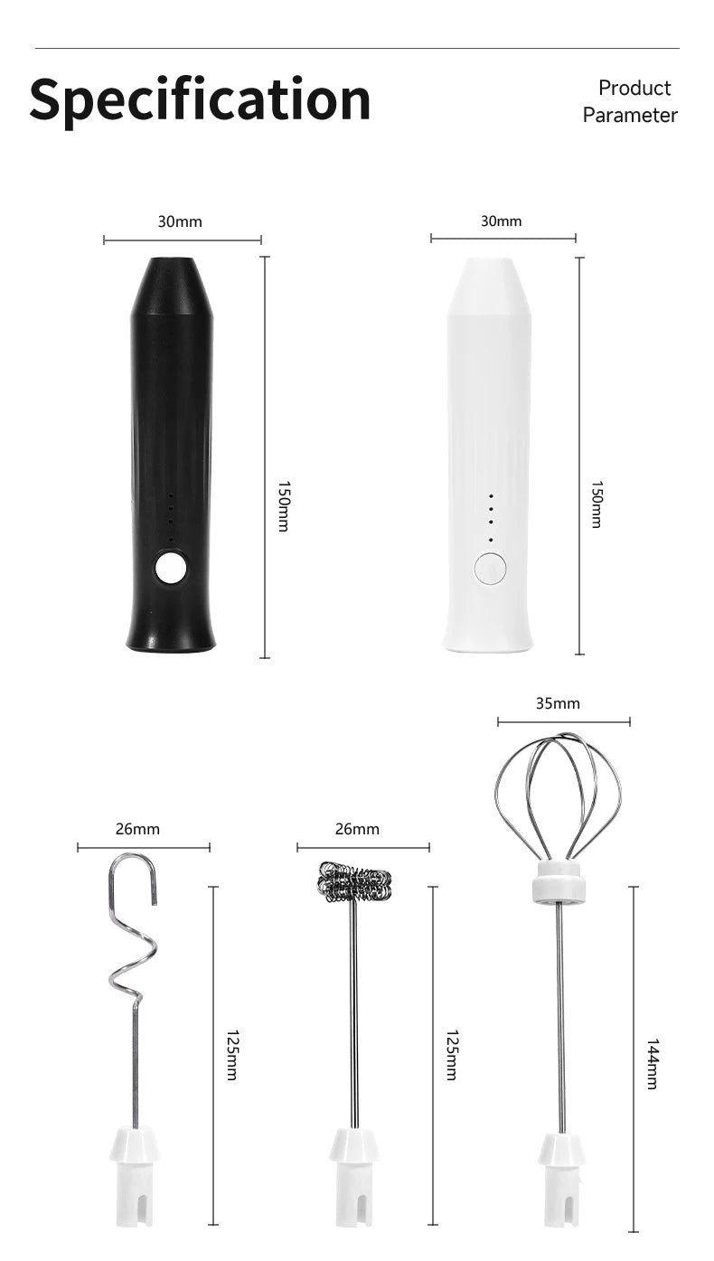 Electric Milk Frother & Coffee Whisk – Handheld Foam Maker for Coffee, Latte & Eggs