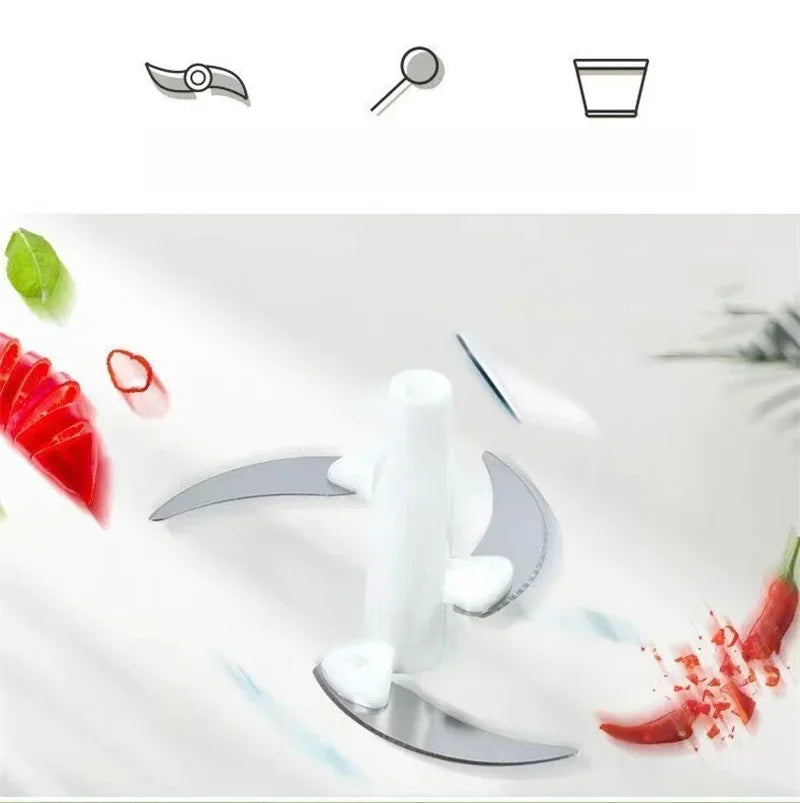 Mini Manual Food Chopper – Portable Garlic Cutter, Vegetable & Meat Mincer with Pull Cord
