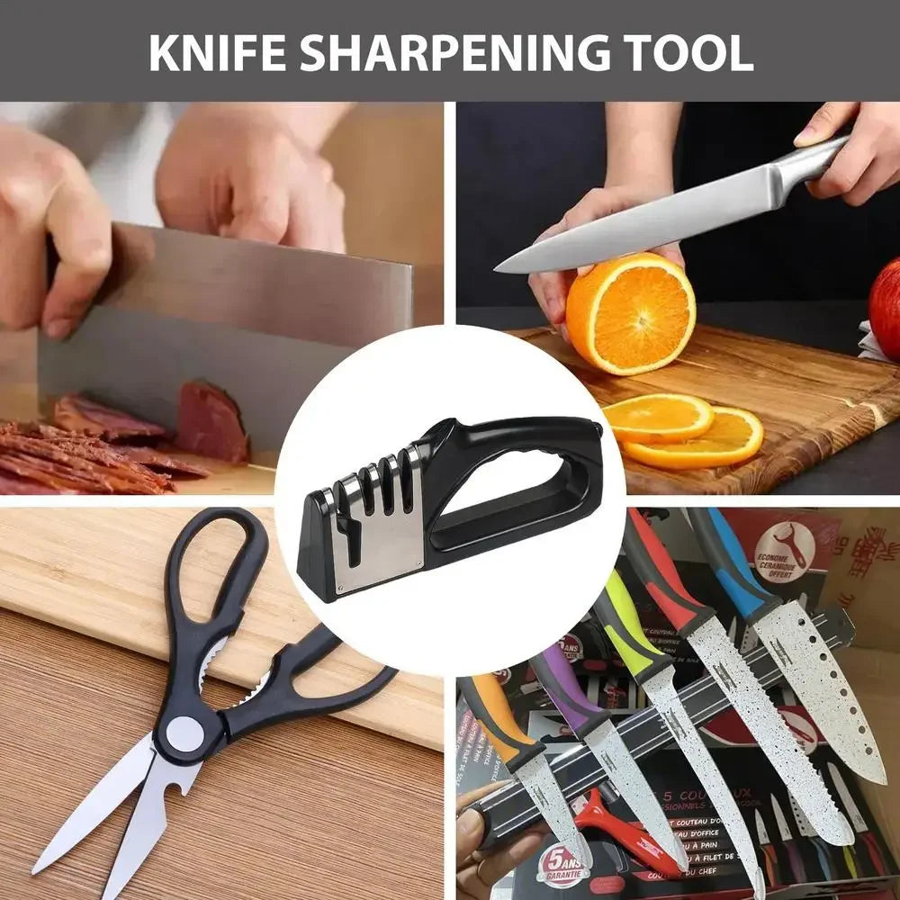 Kitchen Knife Sharpener 4-Stage – Non-Slip Professional Sharpening Tool
